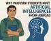 Pakistani student with AI robot illustration promoting overseas education in artificial intelligence.
